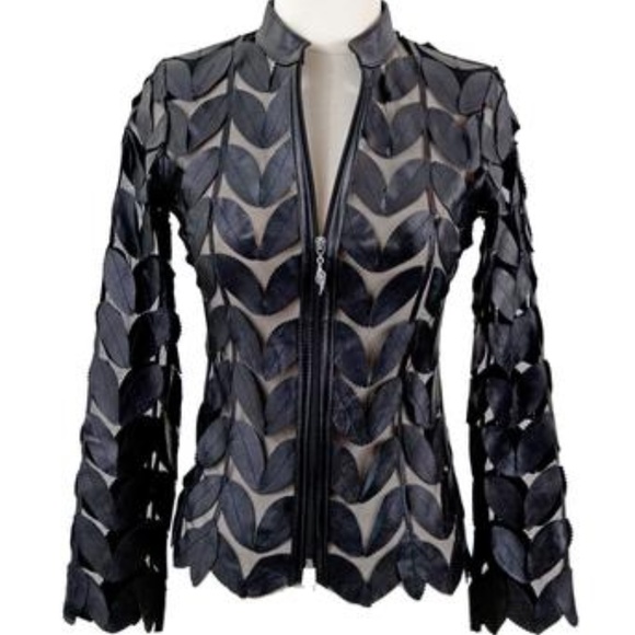 Belgin Francis Jackets & Blazers - Belgin Francis Classic Leaf Design Leather Jacket